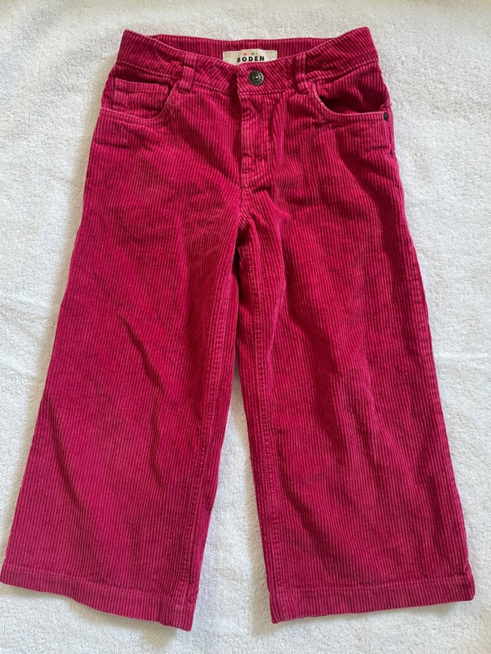 Boden Girls Raspberry Pink Corduroy Wide-Leg Pants Girls Size 6/7